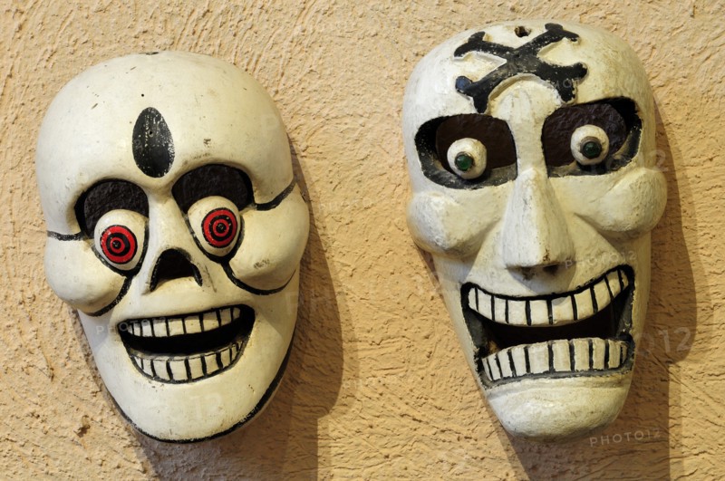 Mexico, Bajio, Zacatecas, Day of the Dead masks Museo Rafael Coronel Dia se los Muertos. 
Photo : Nick Bonetti