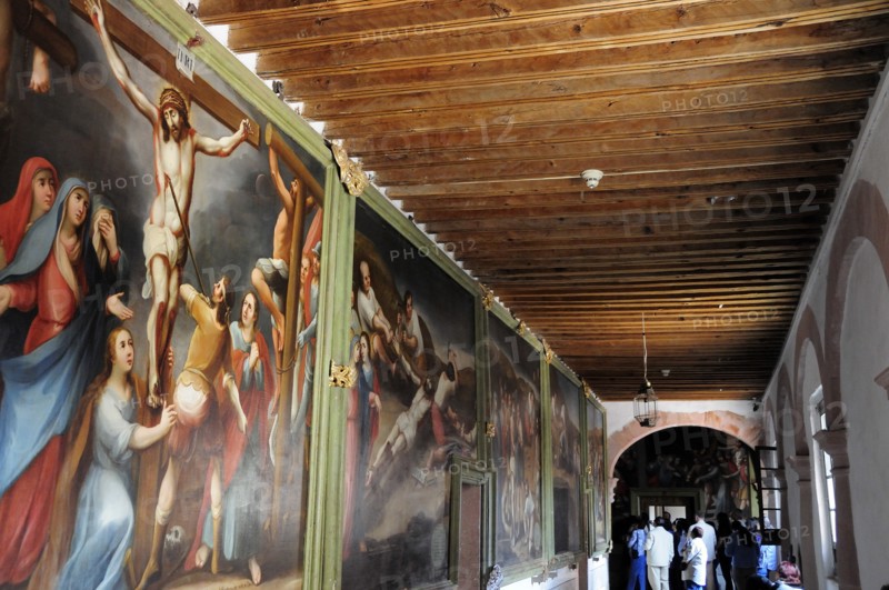 Mexico, Bajio, Zacatecas, Paintings of the Stations of the Cross in the Monastery Museum of Guadalupe. 
Photo : Nick Bonetti