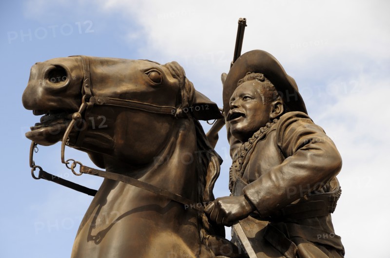 Mexico, Bajio, Zacatecas, Equestrian statue of the Mexican Revolutionary leader Pancho Villa at Cerro de la Buffa. 
Photo : Nick Bonetti