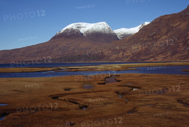 Scotland, West Highlands, Torridon, Beinn Alligan Range with Tom-Na-Gruagaich at 922 metres seen across Loch Torridon. 
Photo : Bryan Pickering