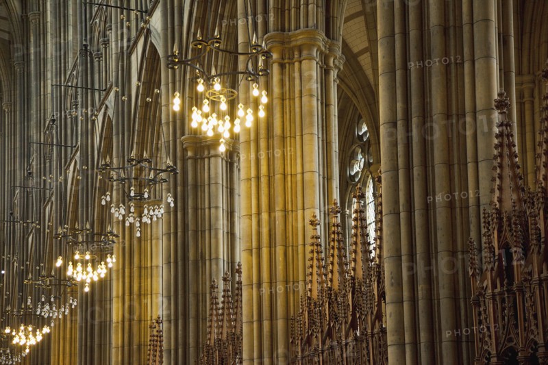 England, West Sussex, Shoreham-by-Sea, Lancing College Chapel interior view of the nave. 
Photo : Stephen Rafferty