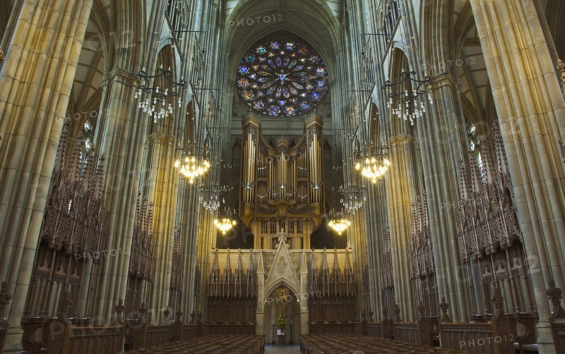 England, West Sussex, Shoreham-by-Sea, Lancing College Chapel interior view of the nave. 
Photo : Stephen Rafferty