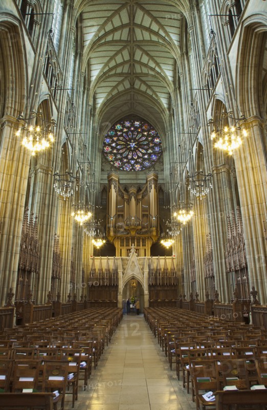 England, West Sussex, Shoreham-by-Sea, Lancing College Chapel interior view of the Nave. 
Photo : Stephen Rafferty