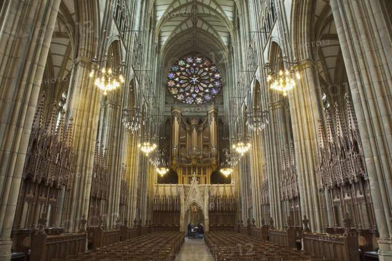 England, West Sussex, Shoreham-by-Sea, Lancing College Chapel interior view of the Nave. 
Photo : Stephen Rafferty