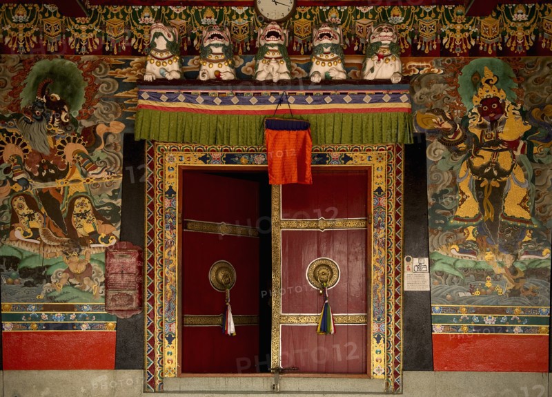 ART IN BUDDHIST MONASTERIES OF SIKKIM INDIA - PAINTED DOORS