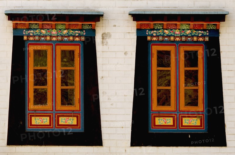 ART IN BUDDHIST MONASTERIES OF SIKKIM INDIA - HAND CRAFTED AND PAINTED WINDOWS