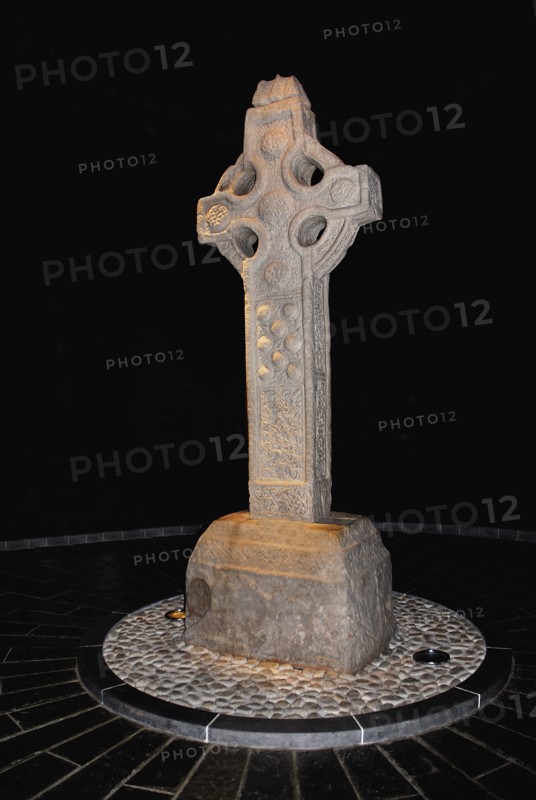 Ireland, County Offaly, Clonmacnoise monastery, South Cross preserved in controlled atmospheric conditions. 
Photo : Hugh Rooney