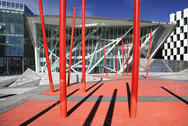 Ireland, County Dublin, Dublin City, Grand Canal Theatre modern 2000 seat auditorium in the Docklands area designed by architect Daniel Libeskin. 
Photo : Hugh Rooney