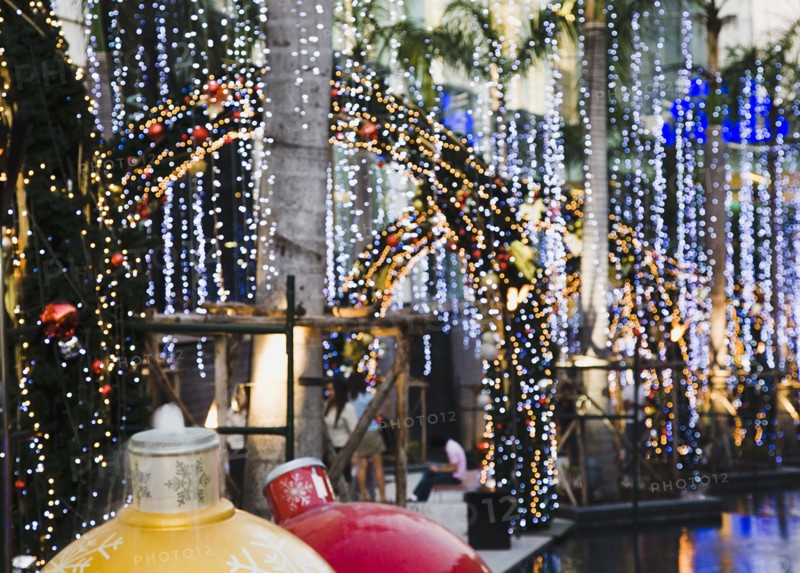 Christmas lights outside Siam Paragon Bangkok's premier shopping Mall.