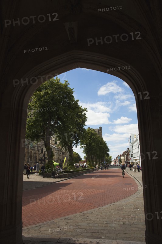 View through archway of the Market Cross along West Street.