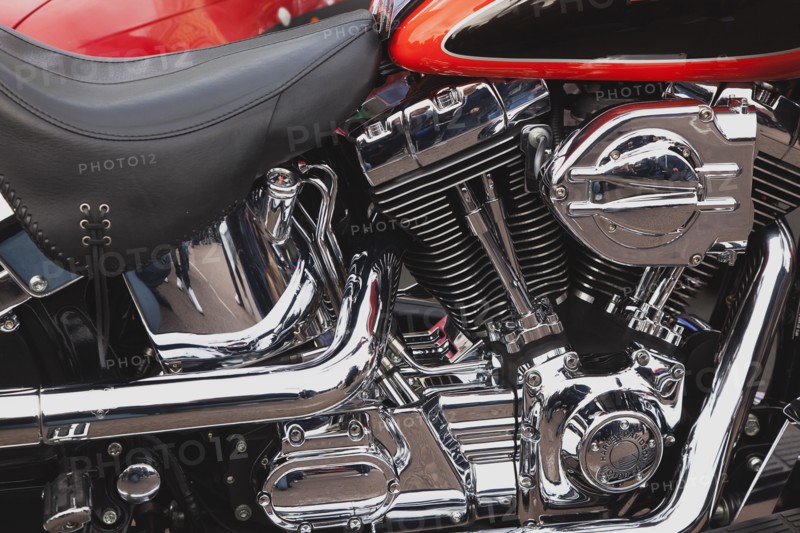 Detail of motobike engine at bike festival in Madiera Drive.
