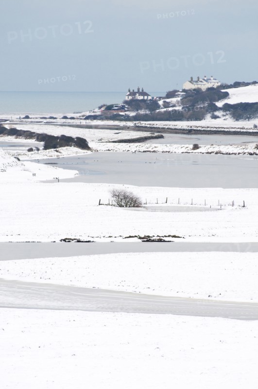 Cuckmere Haven view over the river Cuckmere in winter.