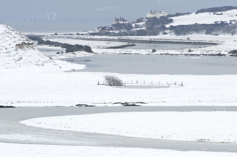 Cuckmere Haven view over the river Cuckmere in winter.