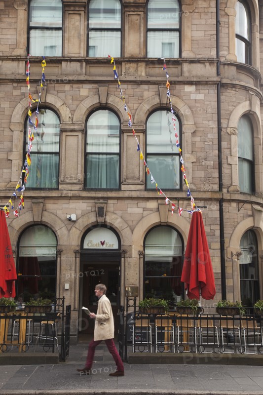 Cathedral Quarter Entrance to the Cloth Ear bar and restaurant in Waring Street.