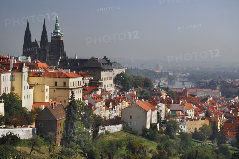 St Vitus Cathedral rises above the city and the River Vltava.