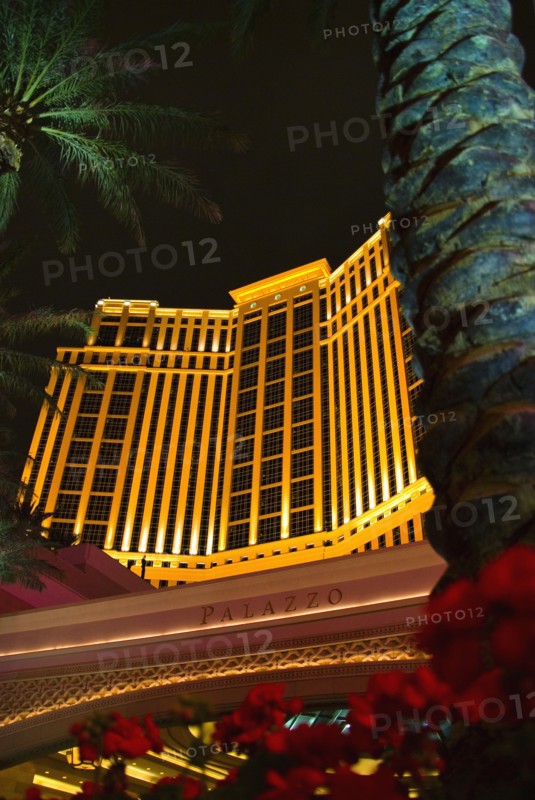 The Palazzo Hotel Casino at night.