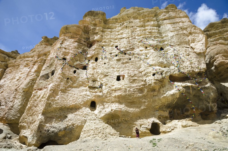 Ancient caves of Nepalese native citizens near Lo Monthang city.