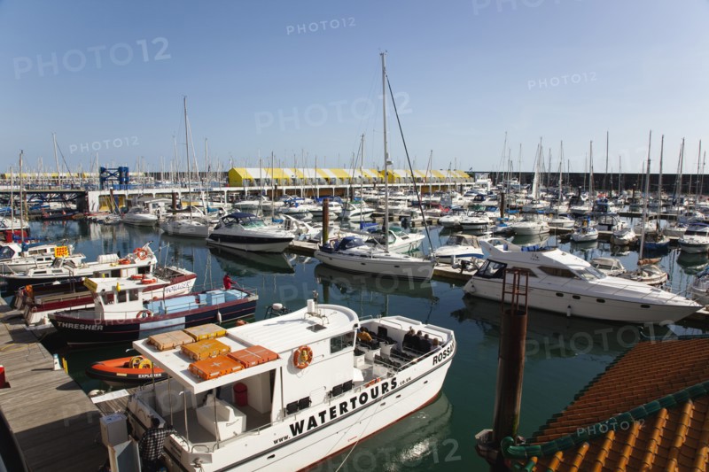 View over boats moored in the Marina.