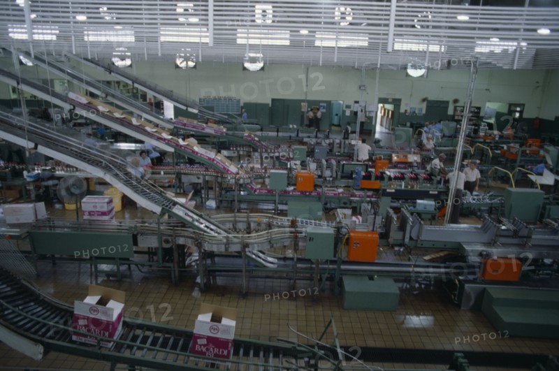Puerto Rico, Industry, Bacardi factory interior and workers. Photo : Juliet Highet