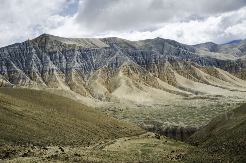Nepal, Upper Mustang, Landscape, Layered mountain structure near Lo Manthang city. Photo : Sergey Orlov