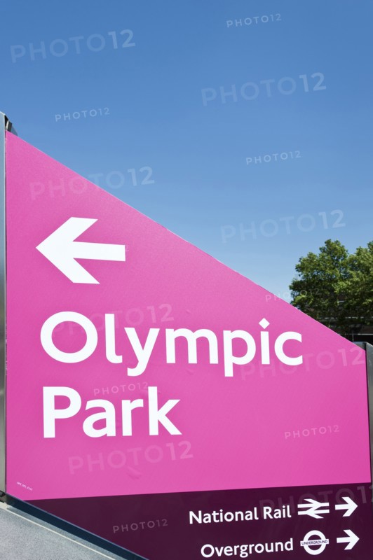 England, London, Stratford signage for the Olympic games at Stratford train station. Photo : Paul Tomlins