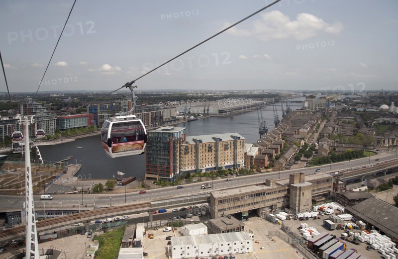 England, London, View from Emirates Airline cable car with the ExCel Arena visible. Photo : Adina Tovy - Amsel
