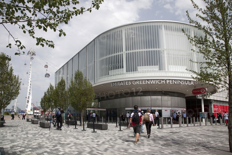 England, London, Entrance of Emirates Air Line Greenwich Peninsula terminal. Photo : Adina Tovy - Amsel