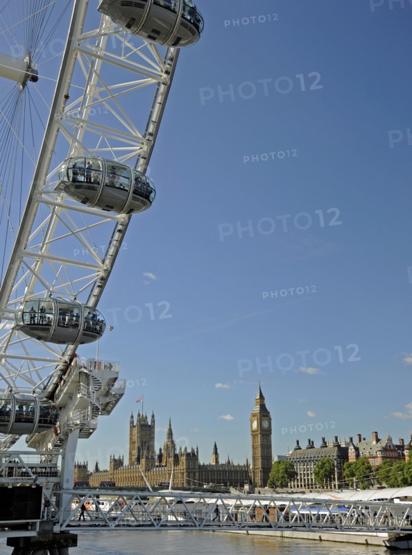 The London eye and Houses of Parliament London England