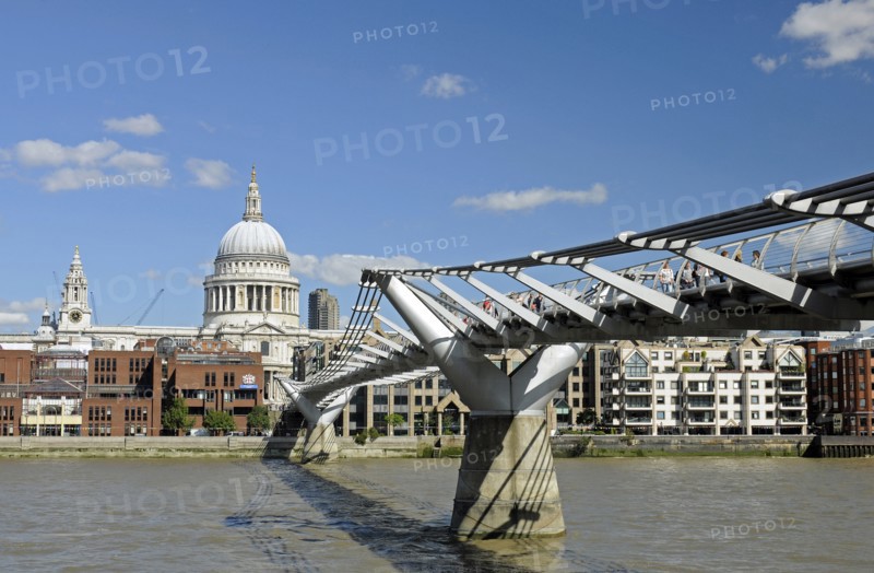 Millennium Bridge and St Pauls Cathedral London England