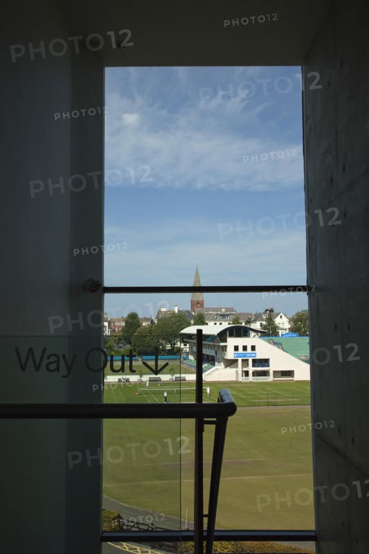 England, East Sussex, Eastbourne, View of the tennis courts in Devonshire Park from the Towner Art Gallery. Photo : Stephen Rafferty