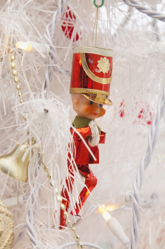 Festivals, Religious, Christmas, Detail of tree decorated with lights tinsel and various baubles. Photo : Stephen Rafferty