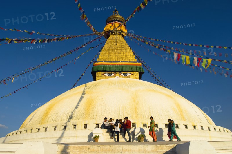 Nepal, Kathmandu, Boudnath Tibetan Buddhist Temple. 
Photo Nic I Anson / Eye Ubiquitous