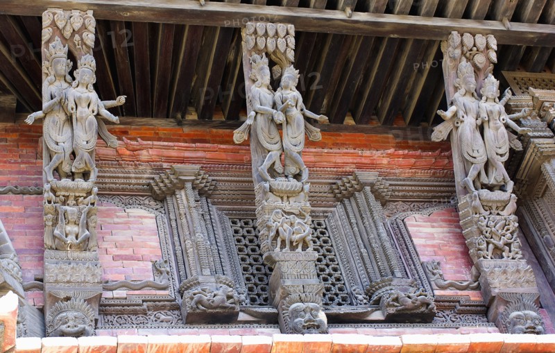Nepal, Kathmandu, Durbar Square Erotic carvings on roof supports of Jagganath Temple. . 
Photo Nic I Anson / Eye Ubiquitous