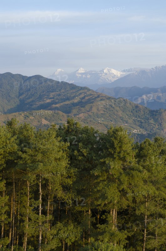 Nepal, Nagarkot, View across clouded Kathmandu valley towards Himalayan mountains. 
Photo Nic I Anson / Eye Ubiquitous