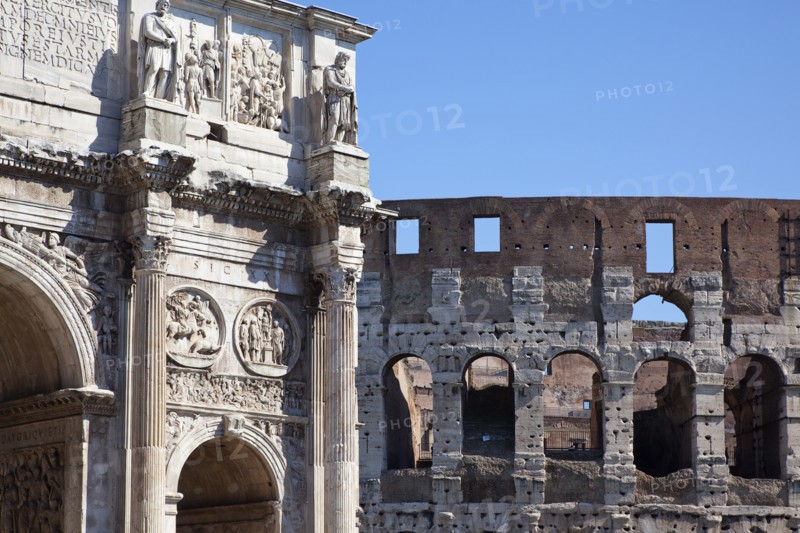 Italy, Lazio, Rome, The Arch of Constantine with the Coliseum behind. 
Photo Stephen Rafferty / Eye Ubiquitous