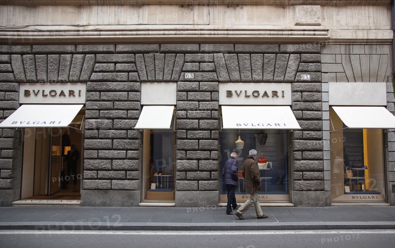 Italy, Lazio, Rome, Via del Condotti Exterior of the Bulgari Handbag shop. . 
Photo Stephen Rafferty / Eye Ubiquitous