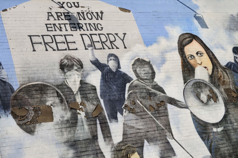 Ireland, North, Derry, The Peoples Gallery series of murals in the Bogside  Mural known as "Bernadette".