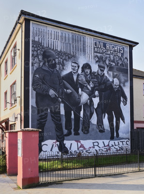 Ireland, North, Derry, The Peoples Gallery series of murals in the Bogside  Mural known as "Bloody Sunday Mural".