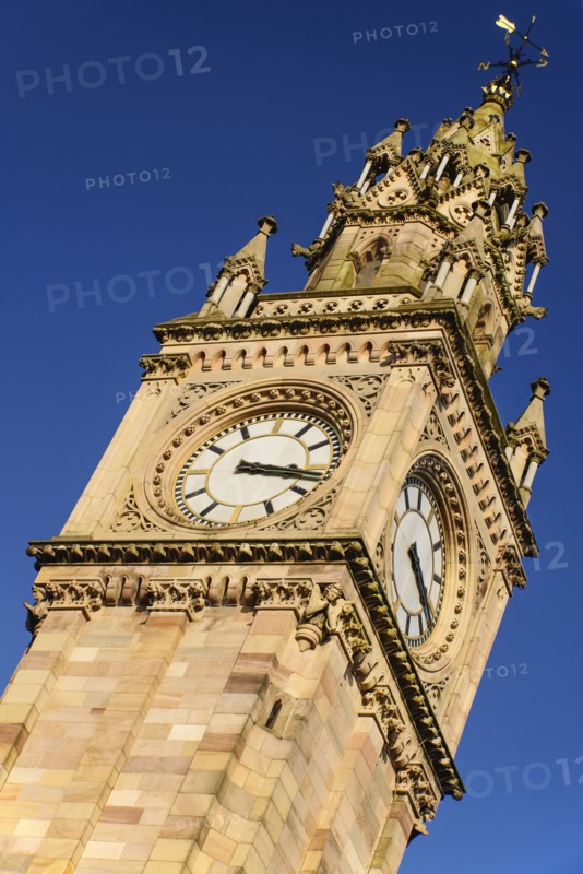 Ireland, North, Belfast, The Albert Memorial Clock Tower in Queen's Square constructed 1865-1870 as a memorial to Queen Victoria's consort Prince Albert. . 
Photo Hugh Rooney