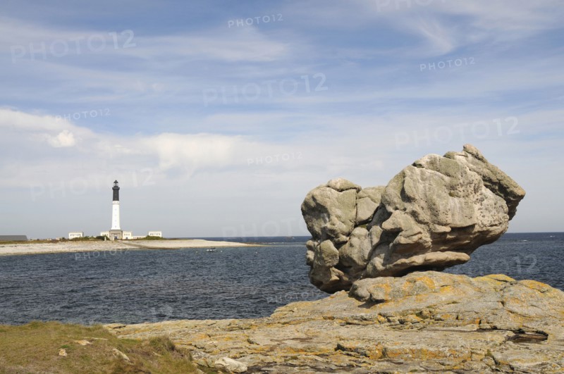 France, Brittany, Isle de Sein, Phare Saint-Corentin, Lighthouse. 
Photo Bob Battersby