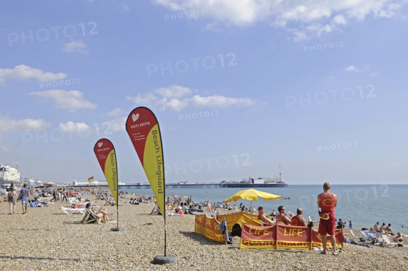 View along the Brighton beach to Pier Brighton East Sussex England