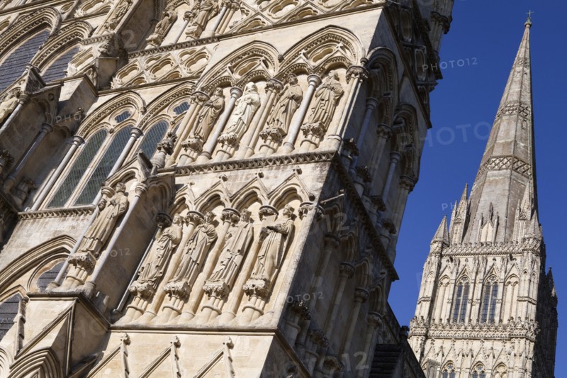 England, Wiltshire, Salisbury, Exterior of the Cathedral.