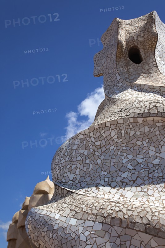 Spain, Catalonia, Barcelona, La Pedrera or Casa Mila on Passeig de Gracia, designed by Antoni Gaudi. 
Photo Stephen Rafferty