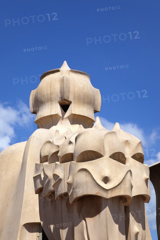 Spain, Catalonia, Barcelona, La Pedrera or Casa Mila on Passeig de Gracia, designed by Antoni Gaudi. 
Photo Stephen Rafferty