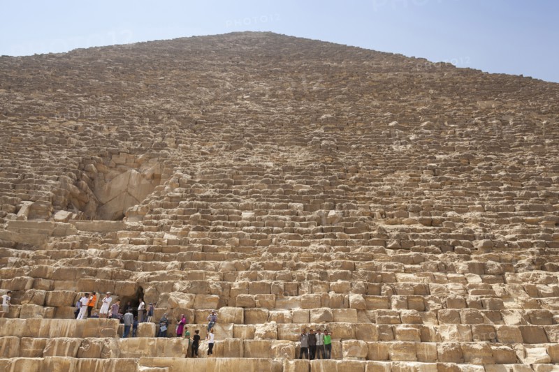 Egypt, Cairo Area, Giza, Great Pyramid of Giza, also known as Pyramid of Khufu and Pyramid of Cheops. 
Photo Mel Longhurst