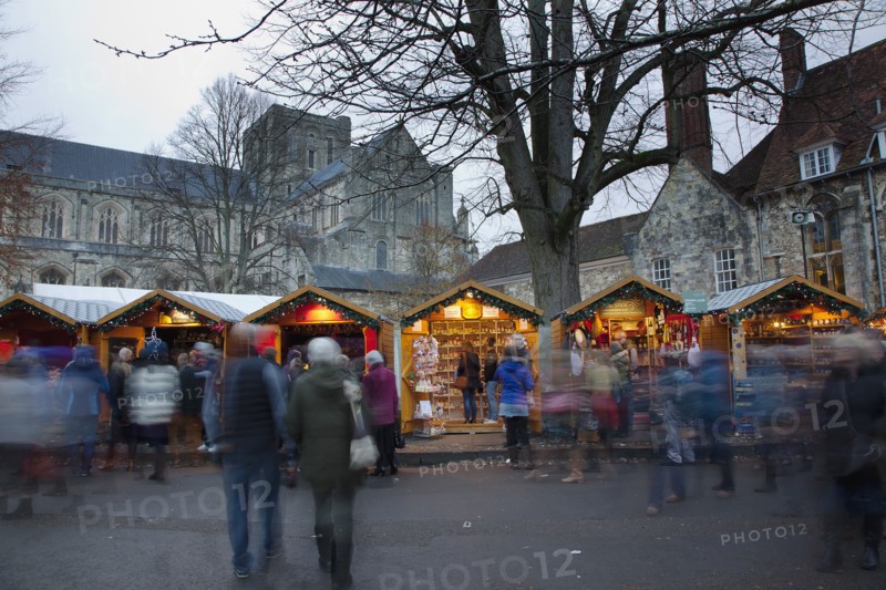 England, Hampshire, Winchester, Christmas market in the grounds of the Cathedral.