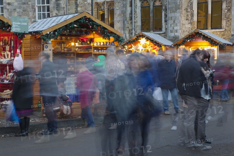 England, Hampshire, Winchester, Christmas market in the grounds of the Cathedral.