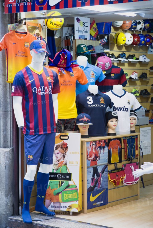 Spain, Catalonia, Barcelona, Sports clothes shop.