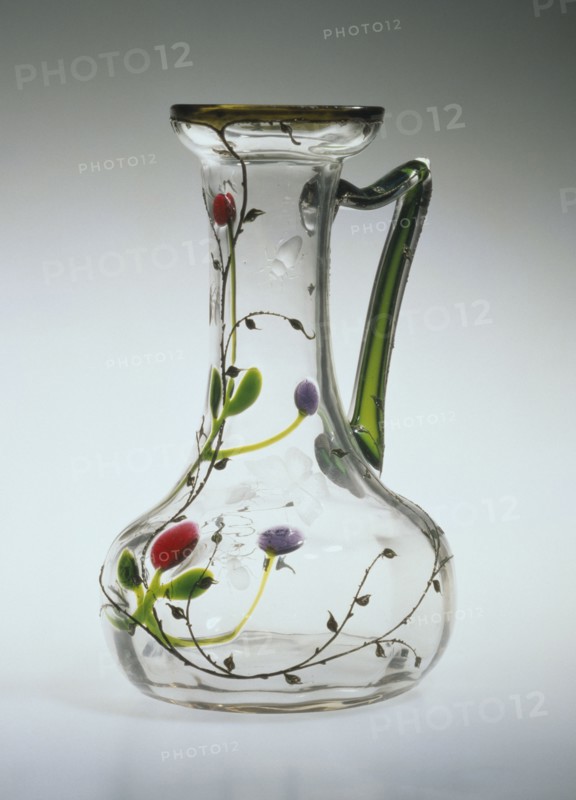 Moser & Söhne, Carafe en verre doré et émaillé