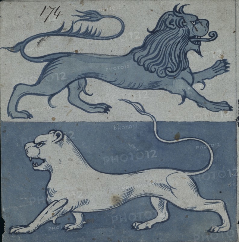 Morgan, Lions sur un carreau de faïence
